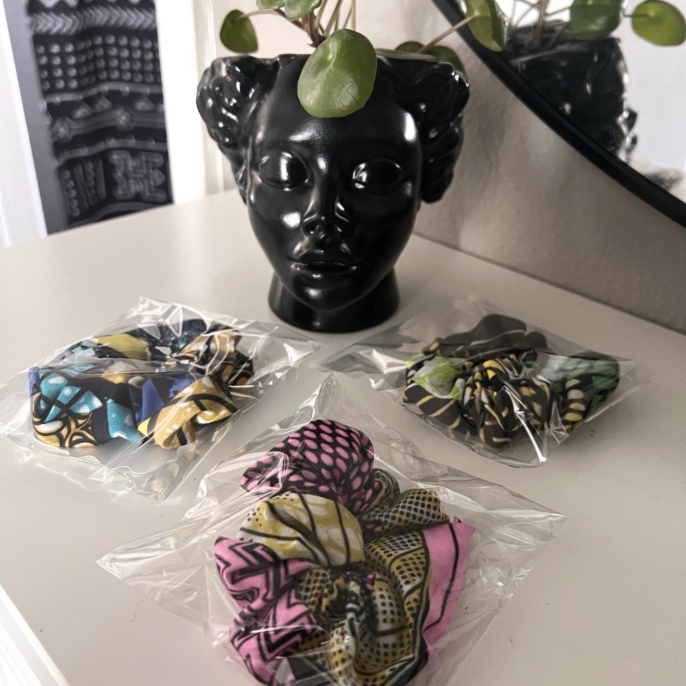 KEPT ROOTS Kente Inspired Handmade Scrunchies Ponytail Holders Set of 3